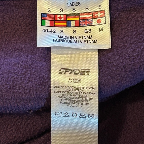 Spyder Deep Purple Women's Core Jacket, Full Zip, Zip Pockets, Logo, Size Small - Picture 9 of 10